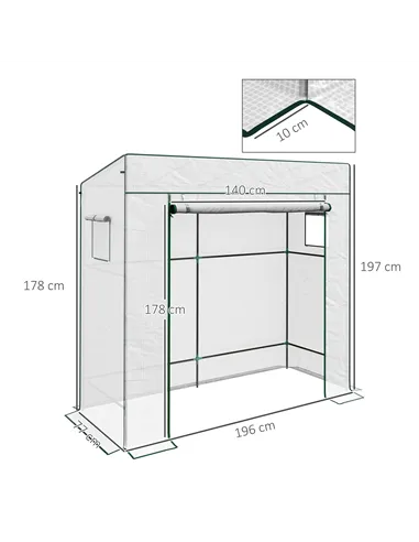 Outsunny PE Cover Walk-in Outdoor Greenhouse, White