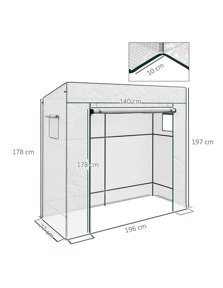 Outsunny PE Cover Walk-in Outdoor Greenhouse, White