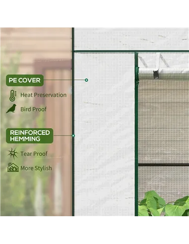 Outsunny PE Cover Walk-in Outdoor Greenhouse, White