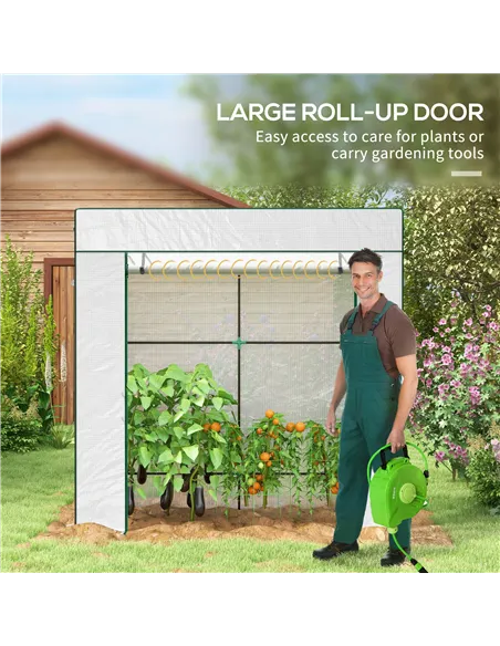 Outsunny PE Cover Walk-in Outdoor Greenhouse, White