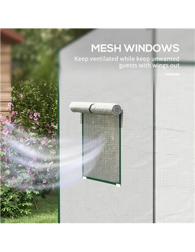 Outsunny PE Cover Walk-in Outdoor Greenhouse, White