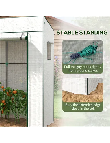 Outsunny PE Cover Walk-in Outdoor Greenhouse, White