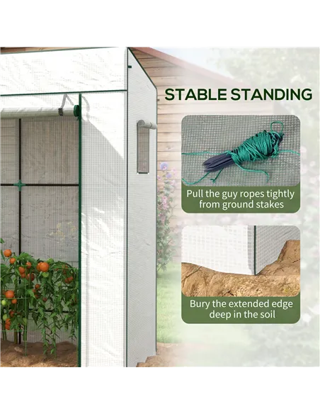 Outsunny PE Cover Walk-in Outdoor Greenhouse, White