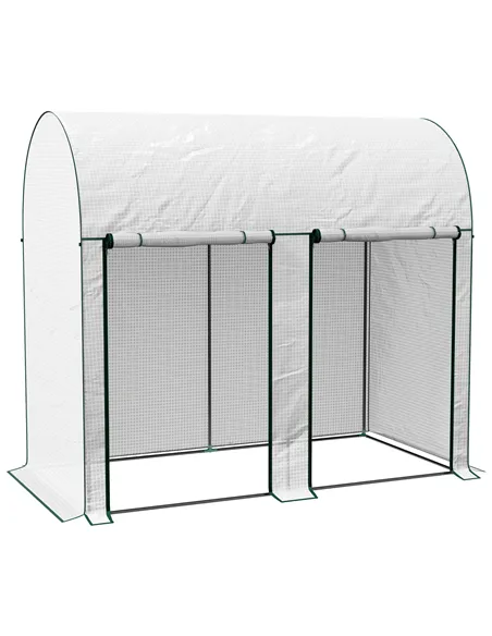 Outsunny 200 x 100cm Walk-In Greenhouse, with Zipped Doors - White