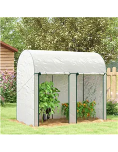 Outsunny 200 x 100cm Walk-In Greenhouse, with Zipped Doors - White 2
