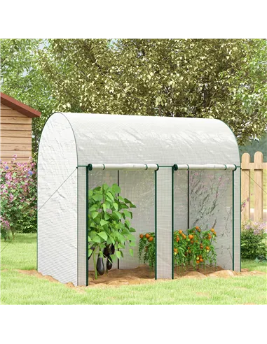 Outsunny 200 x 100cm Walk-In Greenhouse, with Zipped Doors - White