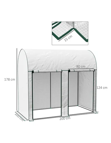 Outsunny 200 x 100cm Walk-In Greenhouse, with Zipped Doors - White