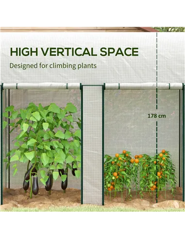 Outsunny 200 x 100cm Walk-In Greenhouse, with Zipped Doors - White