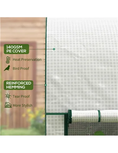 Outsunny 200 x 100cm Walk-In Greenhouse, with Zipped Doors - White