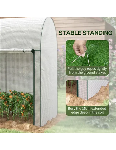 Outsunny 200 x 100cm Walk-In Greenhouse, with Zipped Doors - White