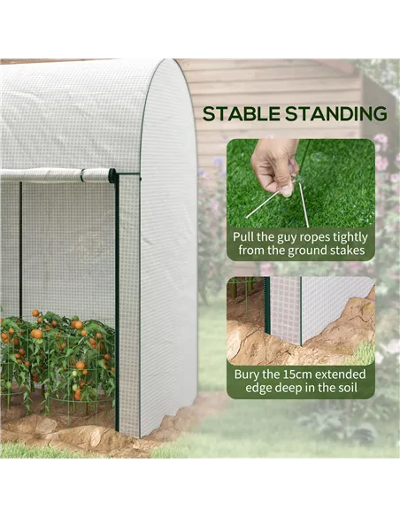Outsunny 200 x 100cm Walk-In Greenhouse, with Zipped Doors - White