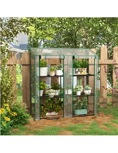 Outsunny 46 x 143cm Mini Lean-To Greenhouse, with Three Inner Shelves 2