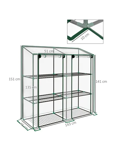 Outsunny 46 x 143cm Mini Lean-To Greenhouse, with Three Inner Shelves