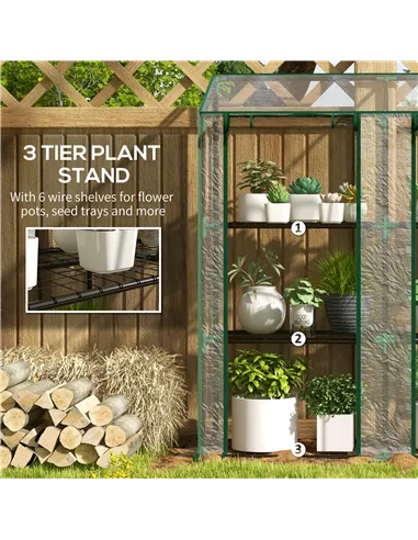 Outsunny 46 x 143cm Mini Lean-To Greenhouse, with Three Inner Shelves