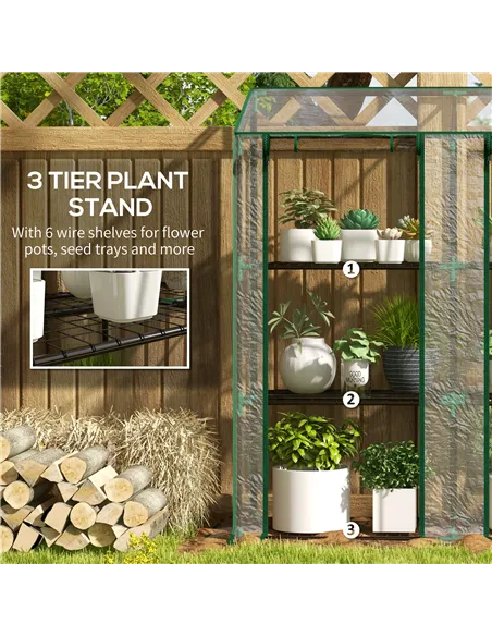 Outsunny 46 x 143cm Mini Lean-To Greenhouse, with Three Inner Shelves