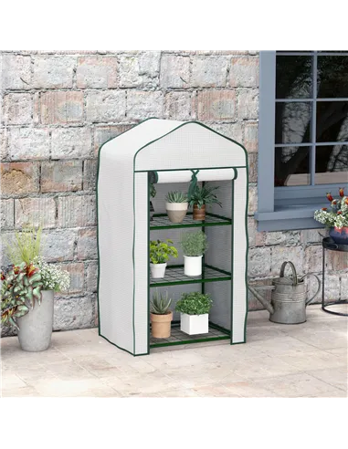 Outsunny Three-Tier Mini Greenhouse - White