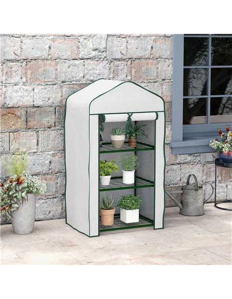 Outsunny Three-Tier Mini Greenhouse - White