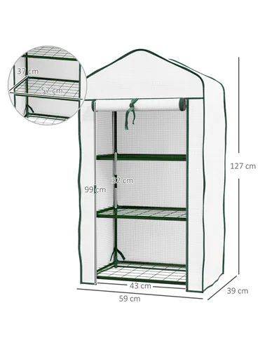 Outsunny Three-Tier Mini Greenhouse - White