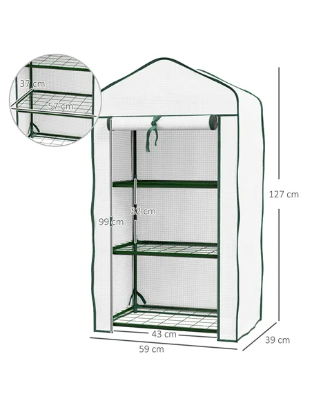 Outsunny Three-Tier Mini Greenhouse - White