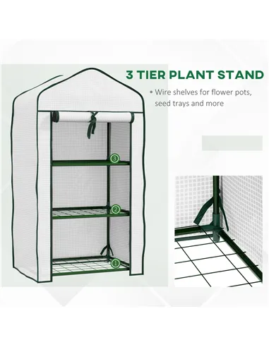 Outsunny Three-Tier Mini Greenhouse - White