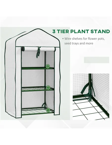 Outsunny Three-Tier Mini Greenhouse - White