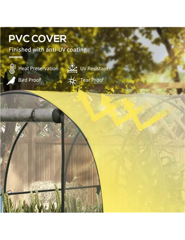 Outsunny Polytunnel Greenhouse Walk-in Grow House with Plasric Cover, Door, Mesh Window and Steel Frame, 3 x 2 x 2m, Clear