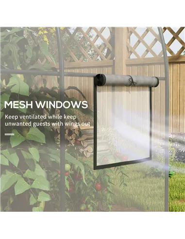 Outsunny Polytunnel Greenhouse Walk-in Grow House with Plasric Cover, Door, Mesh Window and Steel Frame, 3 x 2 x 2m, Clear