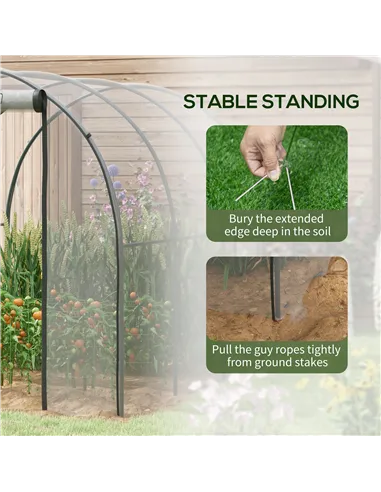 Outsunny Polytunnel Greenhouse Walk-in Grow House with Plasric Cover, Door, Mesh Window and Steel Frame, 3 x 2 x 2m, Clear