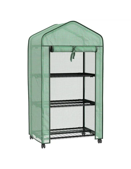 Outsunny Three-Tier Mini Greenhouse - Green