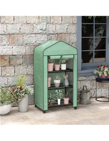 Outsunny Three-Tier Mini Greenhouse - Green