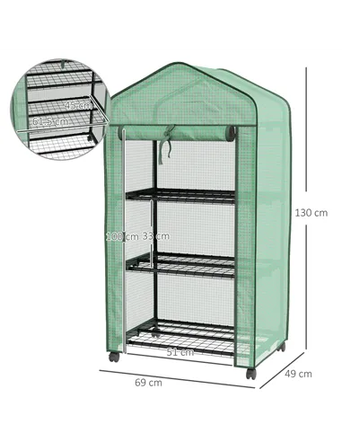 Outsunny Three-Tier Mini Greenhouse - Green