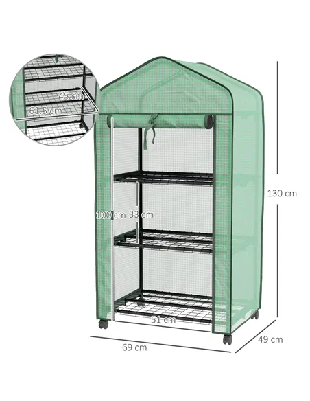 Outsunny Three-Tier Mini Greenhouse - Green