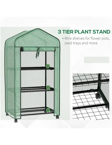 Outsunny Three-Tier Mini Greenhouse - Green