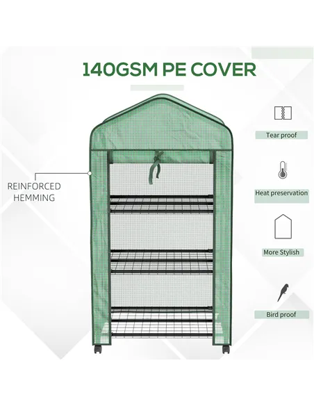 Outsunny Three-Tier Mini Greenhouse - Green
