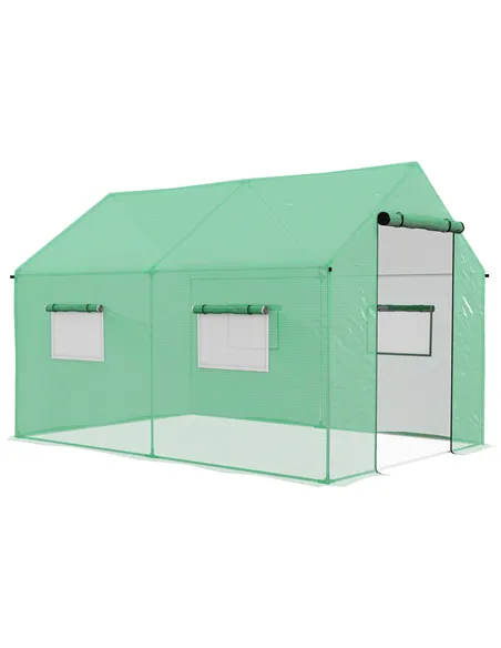 Outsunny Polyethylene Walk-in Polytunnel Greenhouse, 2 x 3(m), Green