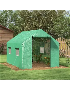 Outsunny Polyethylene Walk-in Polytunnel Greenhouse, 2 x 3(m), Green 2