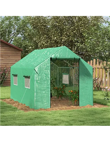 Outsunny Polyethylene Walk-in Polytunnel Greenhouse, 2 x 3(m), Green
