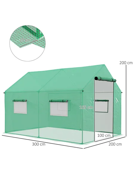 Outsunny Polyethylene Walk-in Polytunnel Greenhouse, 2 x 3(m), Green