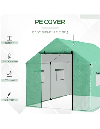 Outsunny Polyethylene Walk-in Polytunnel Greenhouse, 2 x 3(m), Green