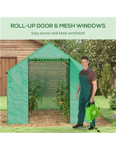 Outsunny Polyethylene Walk-in Polytunnel Greenhouse, 2 x 3(m), Green