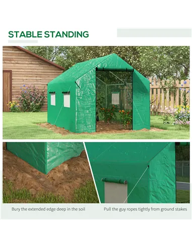 Outsunny Polyethylene Walk-in Polytunnel Greenhouse, 2 x 3(m), Green
