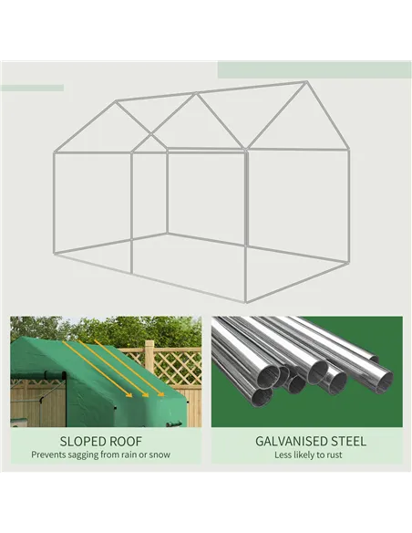 Outsunny Polyethylene Walk-in Polytunnel Greenhouse, 2 x 3(m), Green