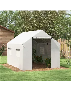 Outsunny Polyethylene Walk-in Polytunnel Greenhouse, 2 x 3(m), White 2