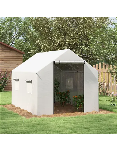 Outsunny Polyethylene Walk-in Polytunnel Greenhouse, 2 x 3(m), White