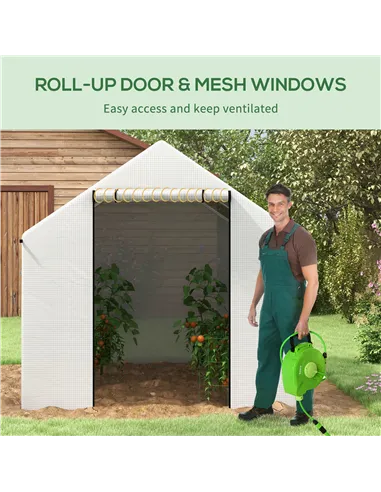 Outsunny Polyethylene Walk-in Polytunnel Greenhouse, 2 x 3(m), White