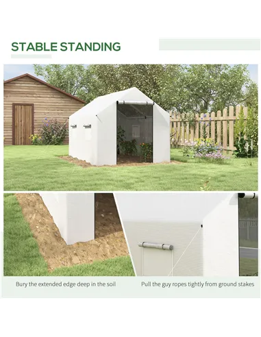 Outsunny Polyethylene Walk-in Polytunnel Greenhouse, 2 x 3(m), White