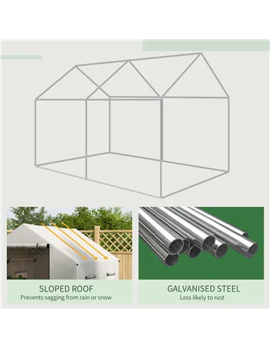Outsunny Polyethylene Walk-in Polytunnel Greenhouse, 2 x 3(m), White