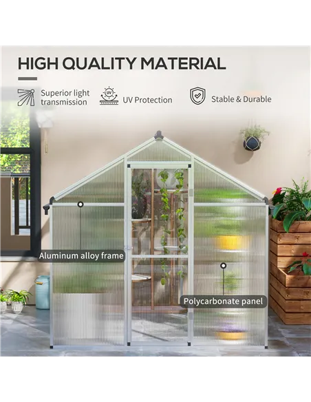 Outsunny 8 x 6ft Aluminium Frame Greenhouse