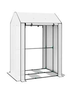 Outsunny Mini Greenhouse with 4 Wire Shelves, Portable Tomato Greenhouse, Upgraded Garden Grow House for Plants with Roll Up Doo