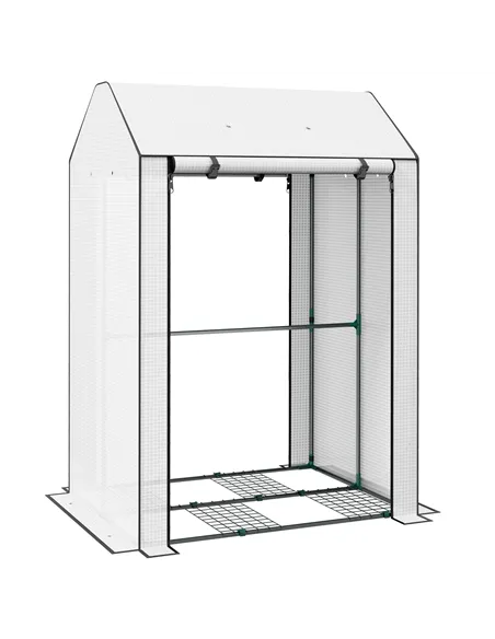 Outsunny Mini Greenhouse with 4 Wire Shelves, Portable Tomato Greenhouse, Upgraded Garden Grow House for Plants with Roll Up Doo
